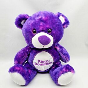 Kings Dominion Purple Teddy Bear Plush Souvenir Toy Sitting Stuffed Animal, 10"